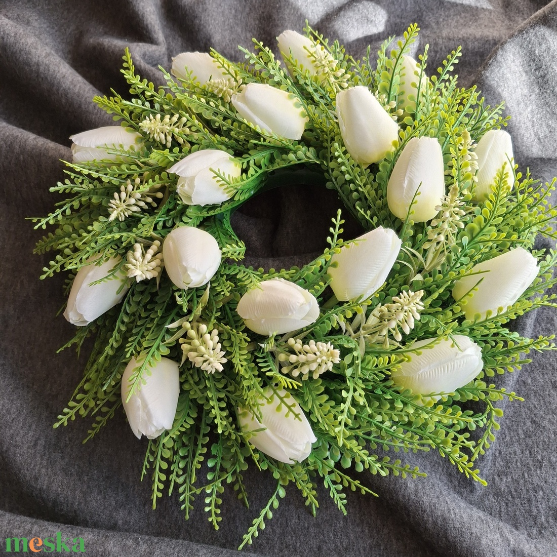 Tulipános kopogtató-fehér - otthon & életmód - dekoráció - ajtó- és ablak dekoráció - ajtódísz & kopogtató - Meska.hu