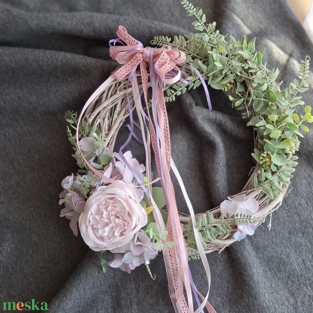 Romantikus bazsarózsás ajtódísz  - otthon & életmód - dekoráció - ajtó- és ablak dekoráció - ajtódísz & kopogtató - Meska.hu