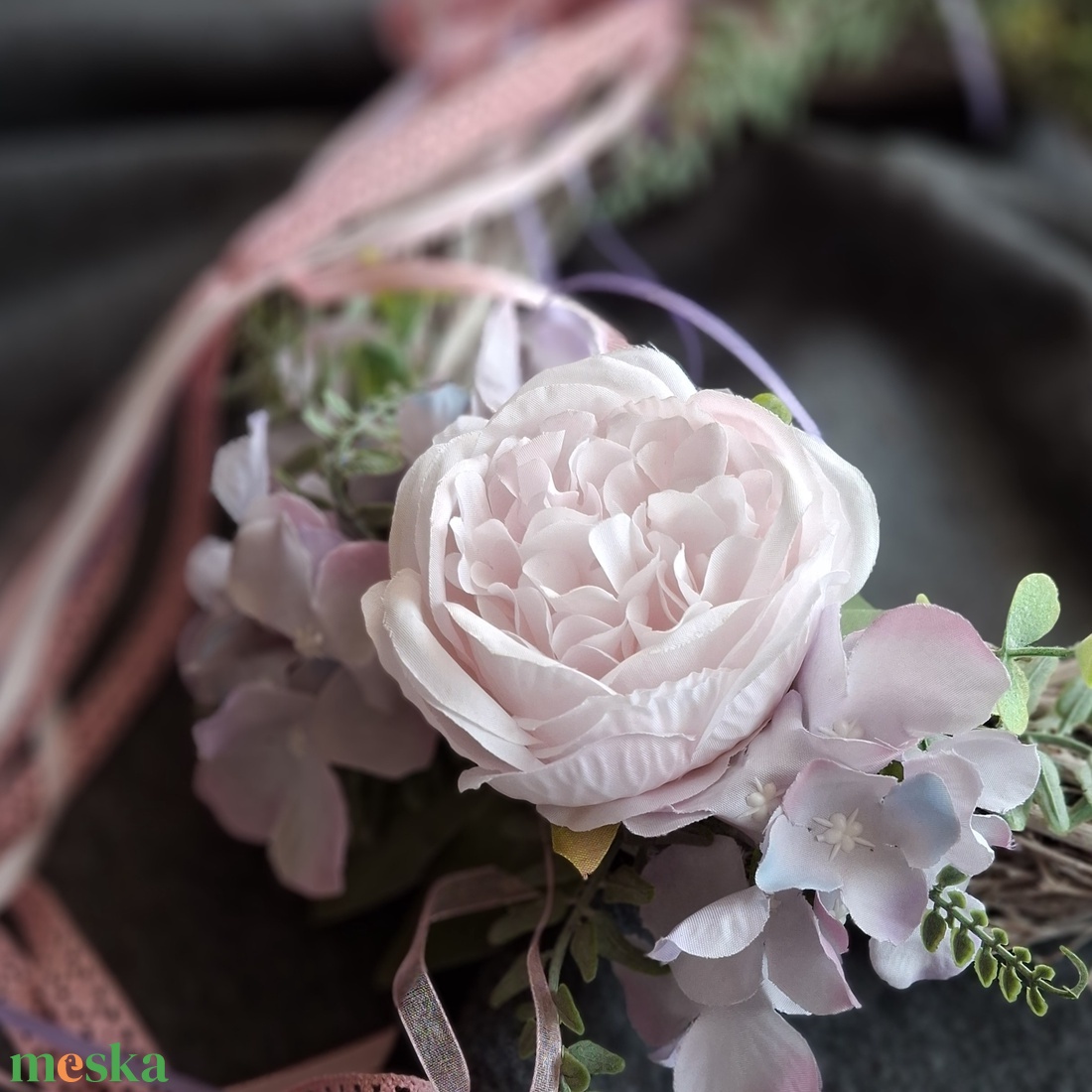 Romantikus bazsarózsás ajtódísz  - otthon & életmód - dekoráció - ajtó- és ablak dekoráció - ajtódísz & kopogtató - Meska.hu