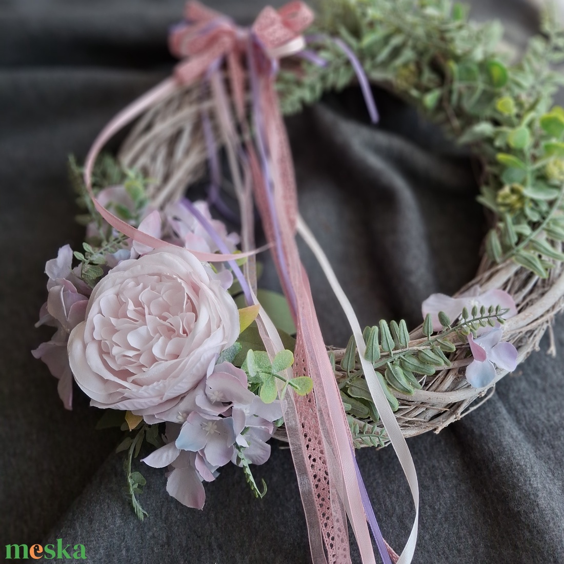 Romantikus bazsarózsás ajtódísz  - otthon & életmód - dekoráció - ajtó- és ablak dekoráció - ajtódísz & kopogtató - Meska.hu