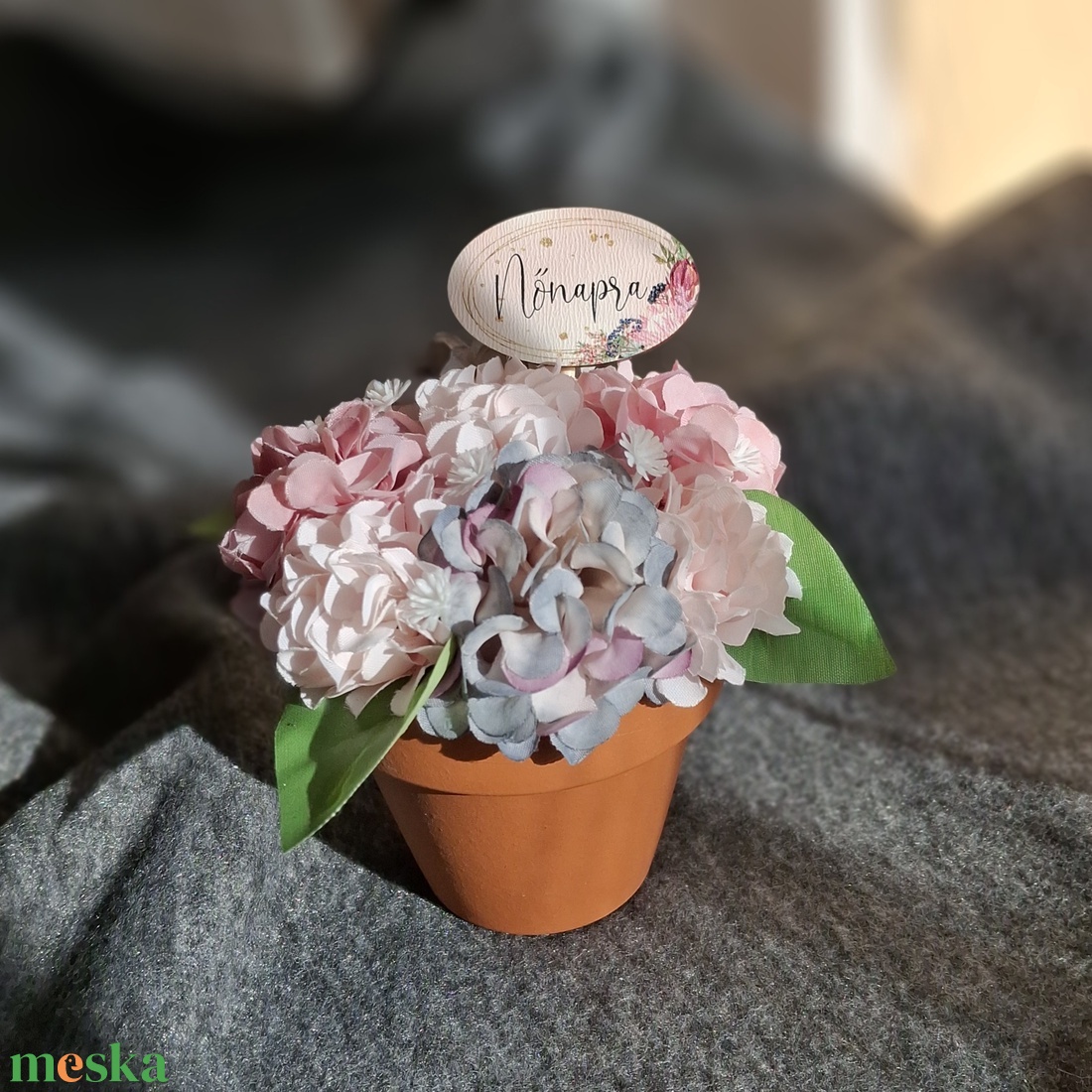 Hortenzia cserépben-mini - otthon & életmód - dekoráció - asztal és polc dekoráció - asztaldísz - Meska.hu