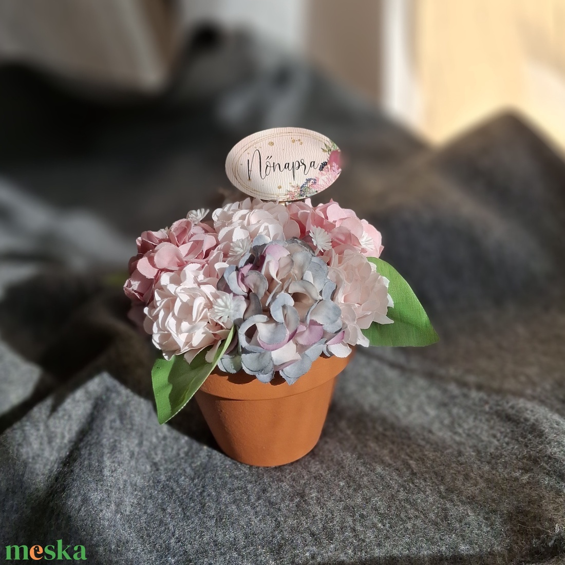 Hortenzia cserépben-mini - otthon & életmód - dekoráció - asztal és polc dekoráció - asztaldísz - Meska.hu