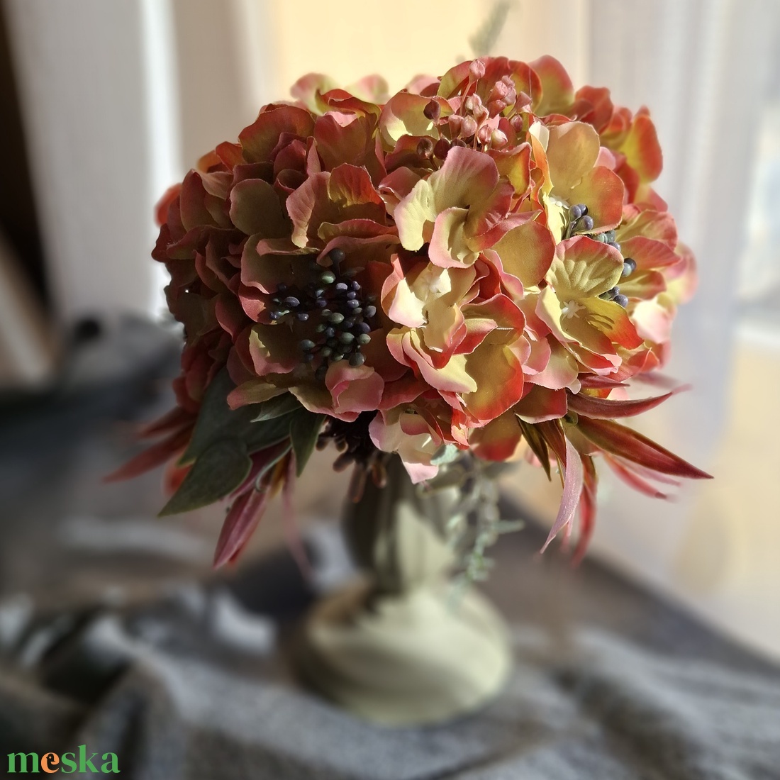 Zöld tökös asztaldísz - otthon & életmód - virágdekoráció - virágdíszek - asztali virágdísz - Meska.hu