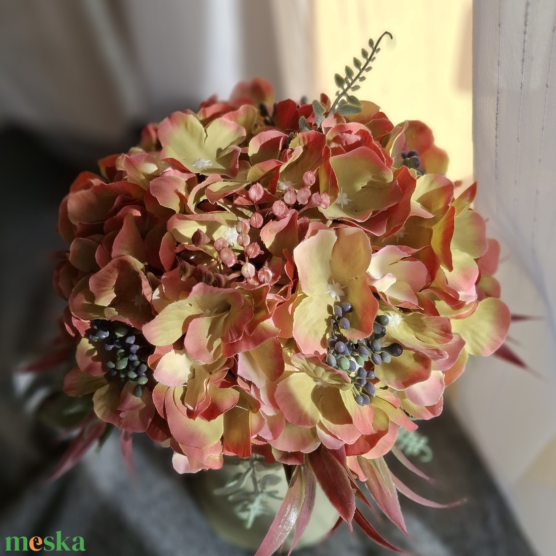 Zöld tökös asztaldísz - otthon & életmód - virágdekoráció - virágdíszek - asztali virágdísz - Meska.hu