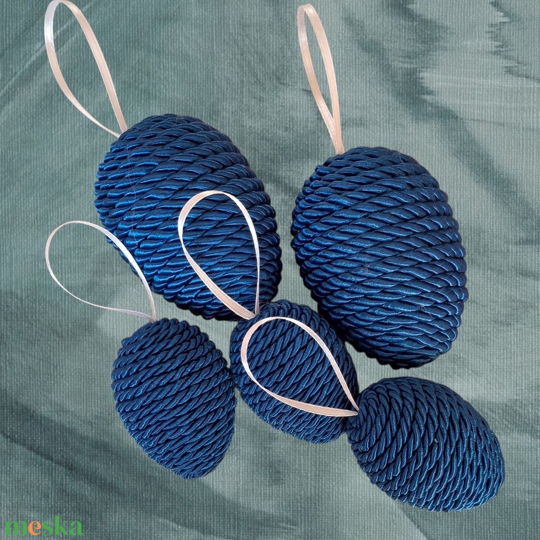 Zsinóros tojás szett - kék  - otthon & életmód - dekoráció - fali és függő dekoráció - függődísz - Meska.hu