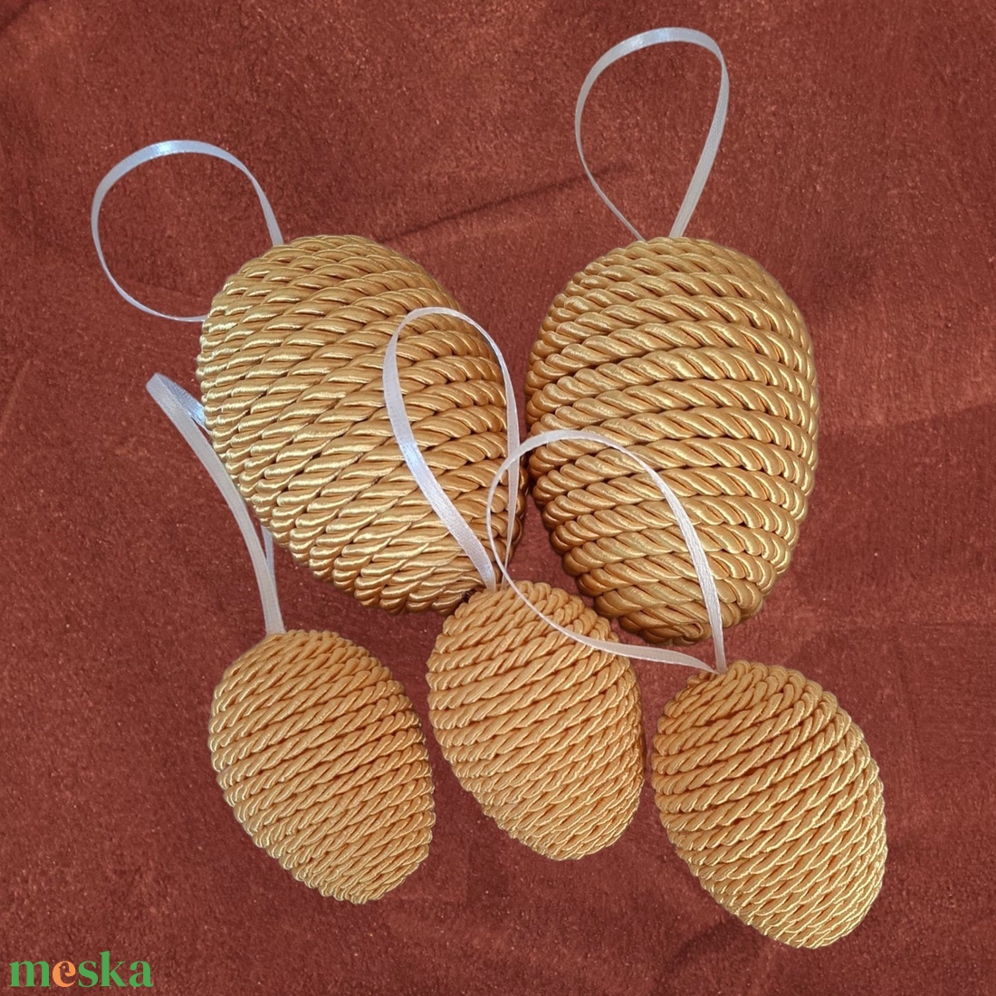 Zsinóros tojás szett - mézarany - otthon & életmód - dekoráció - fali és függő dekoráció - függődísz - Meska.hu