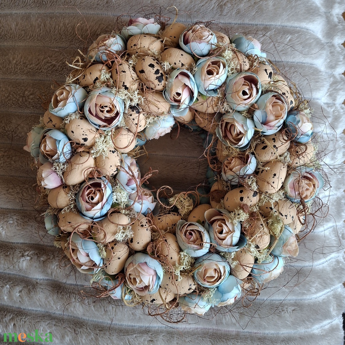 Tavaszi kopogtató vagy asztaldísz pici tojásokkal - otthon & életmód - dekoráció - ajtó- és ablak dekoráció - ajtódísz & kopogtató - Meska.hu