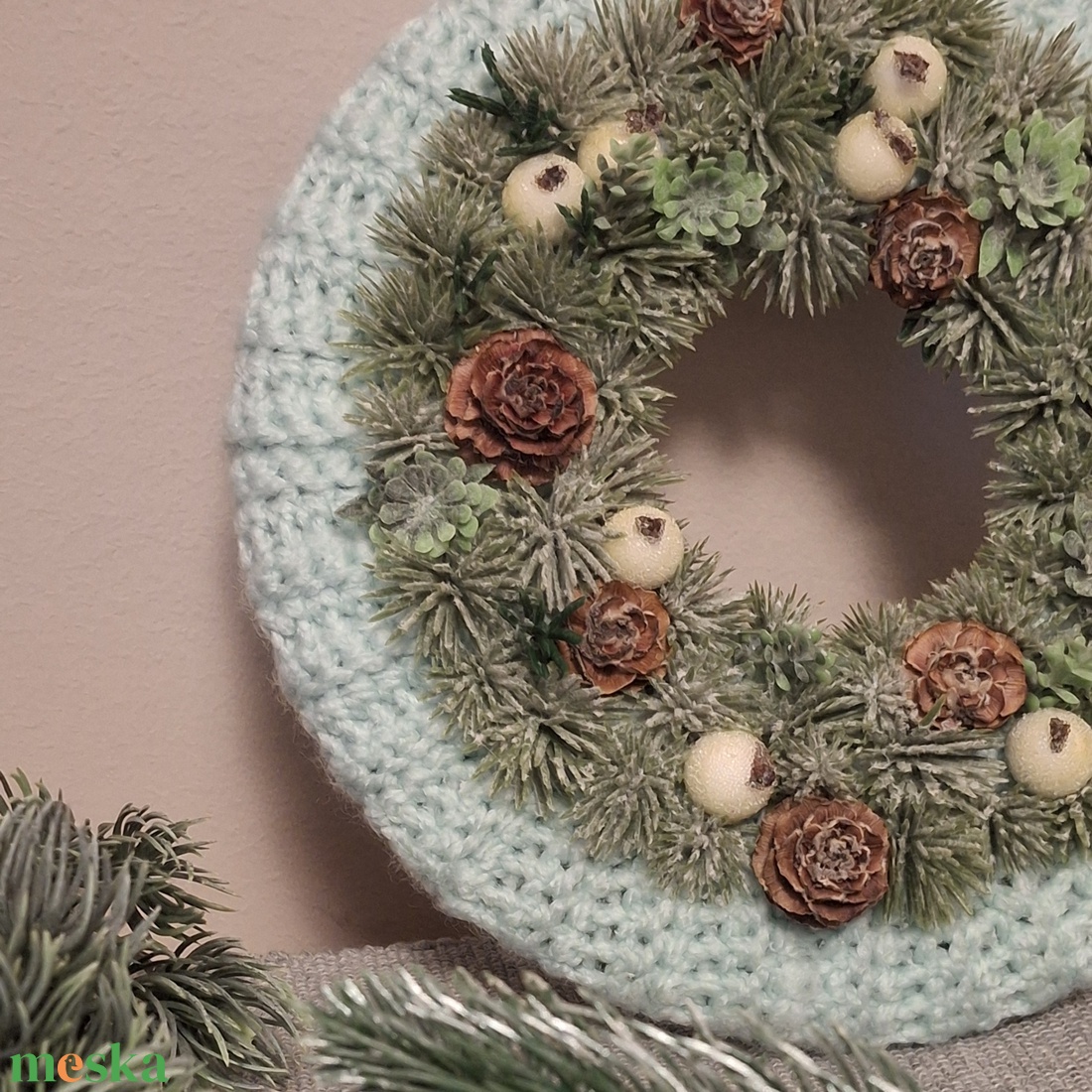 Deres fenyves ajtódísz, falidísz - karácsony - adventi díszek - adventi ajtódísz - Meska.hu