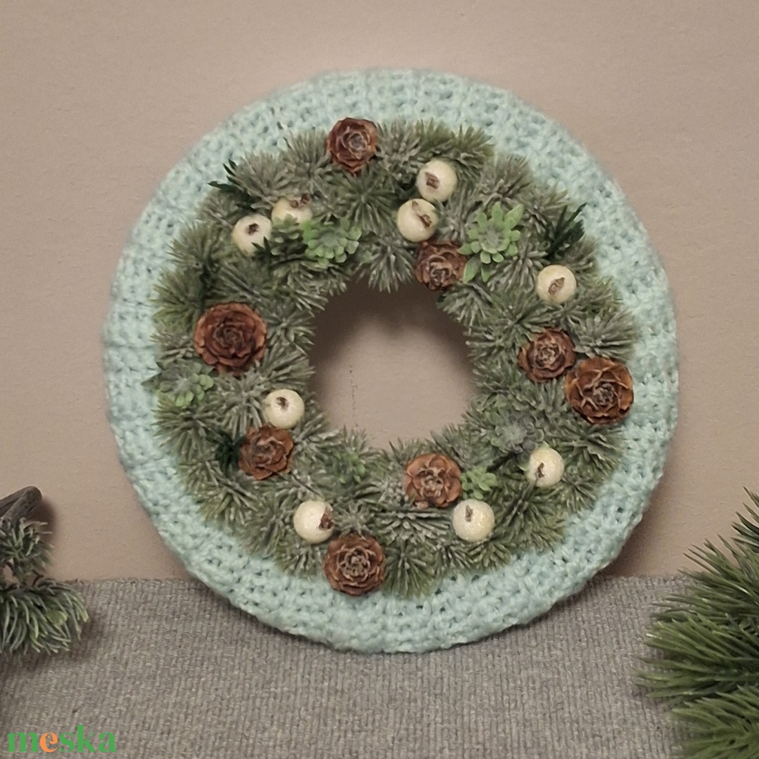 Deres fenyves ajtódísz, falidísz - karácsony - adventi díszek - adventi ajtódísz - Meska.hu