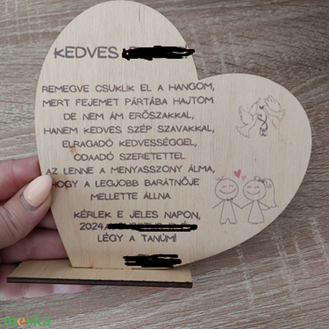 Tanú felkérő ferde talpas szív  - esküvő - meghívó & kártya - tanú felkérő - Meska.hu