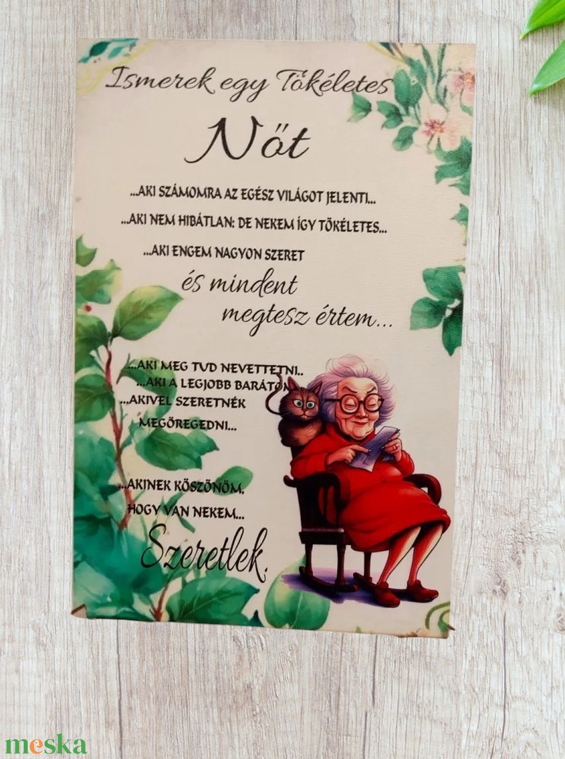 Nyomtatott Fa Olvasó hölgy - esküvő - dekoráció - asztaldísz - Meska.hu