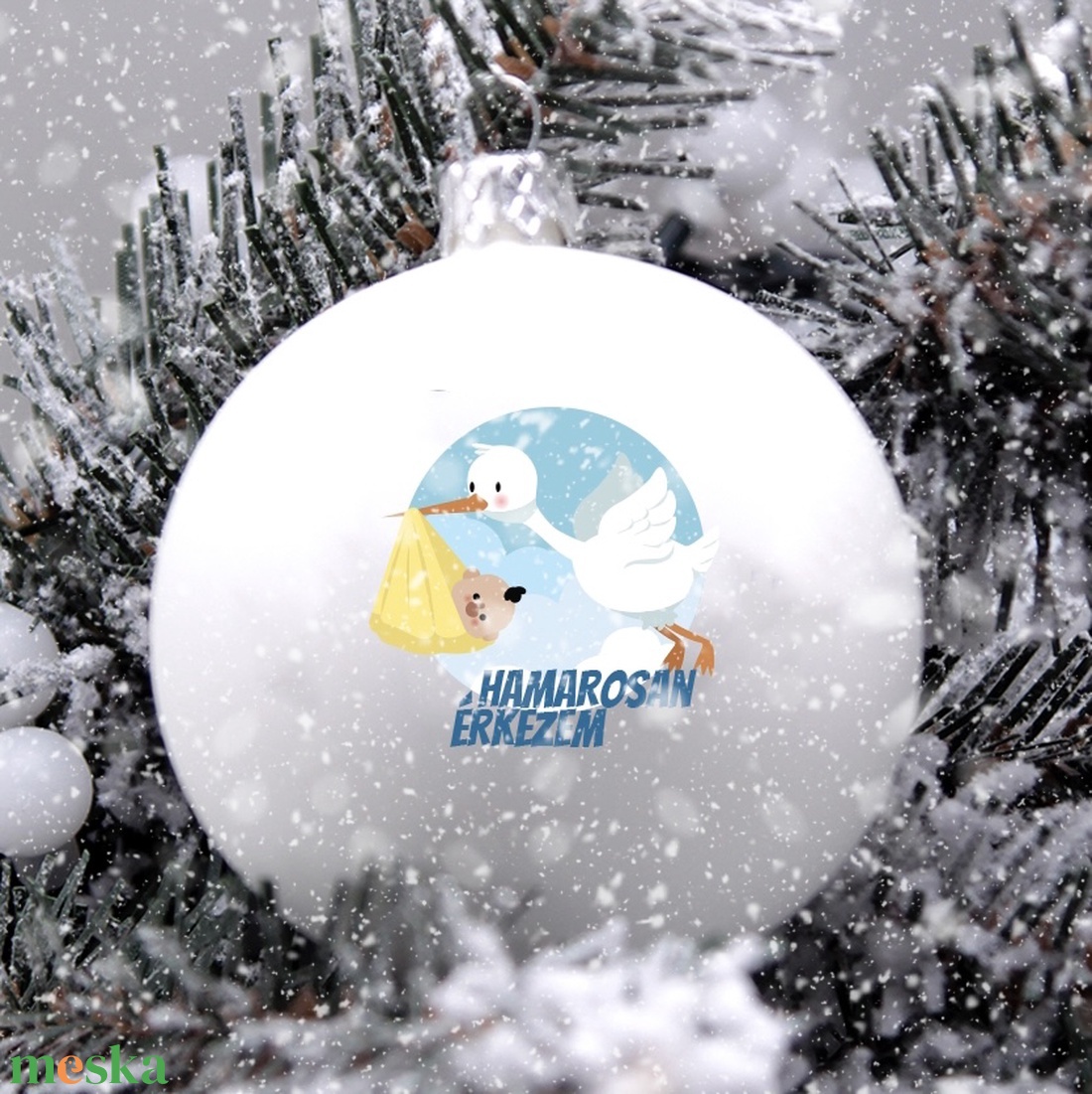 Hamarosan érkezem karácsonyi gömb - üveg karácsonyfa dísz - karácsony - karácsonyi lakásdekoráció - karácsonyfadíszek - Meska.hu