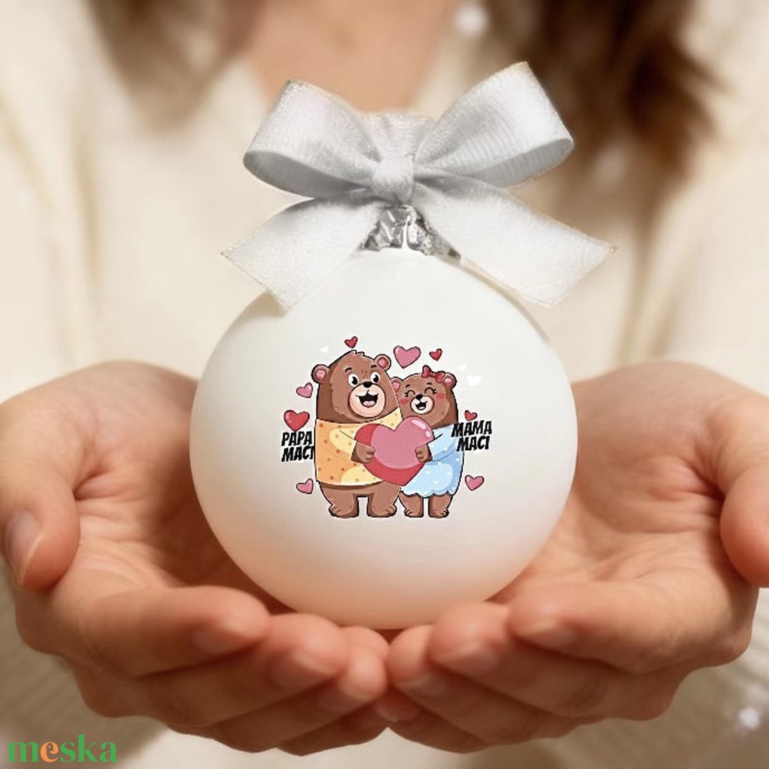 Papa maci, Mama maci karácsonyi gömb - üveg karácsonyfa dísz - 100028 - karácsony - karácsonyi lakásdekoráció - karácsonyfadíszek - Meska.hu