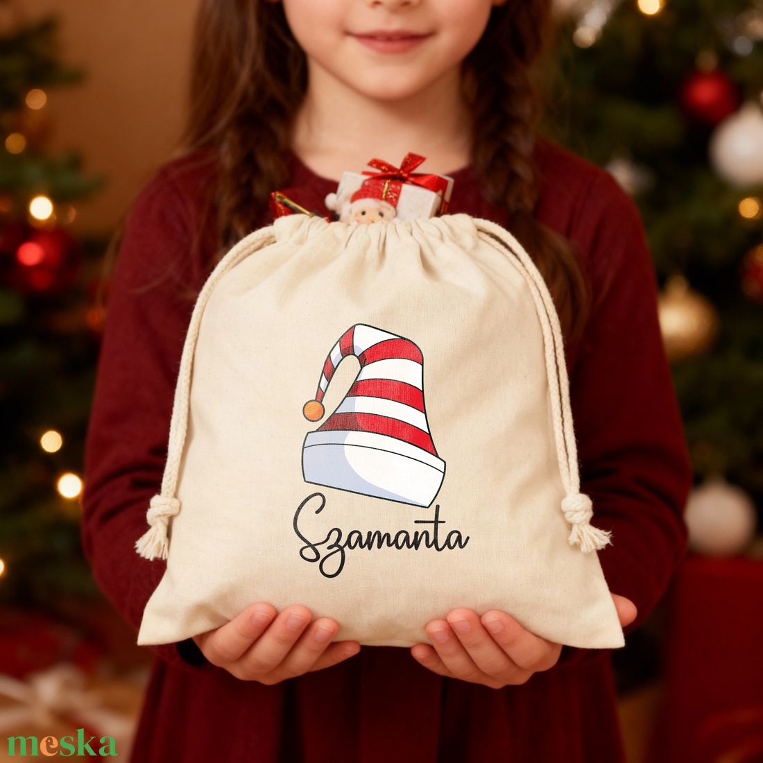 Névre szóló mikulás zsák - Sapka - 101326 - karácsony - mikulás - mikulás zsák - Meska.hu