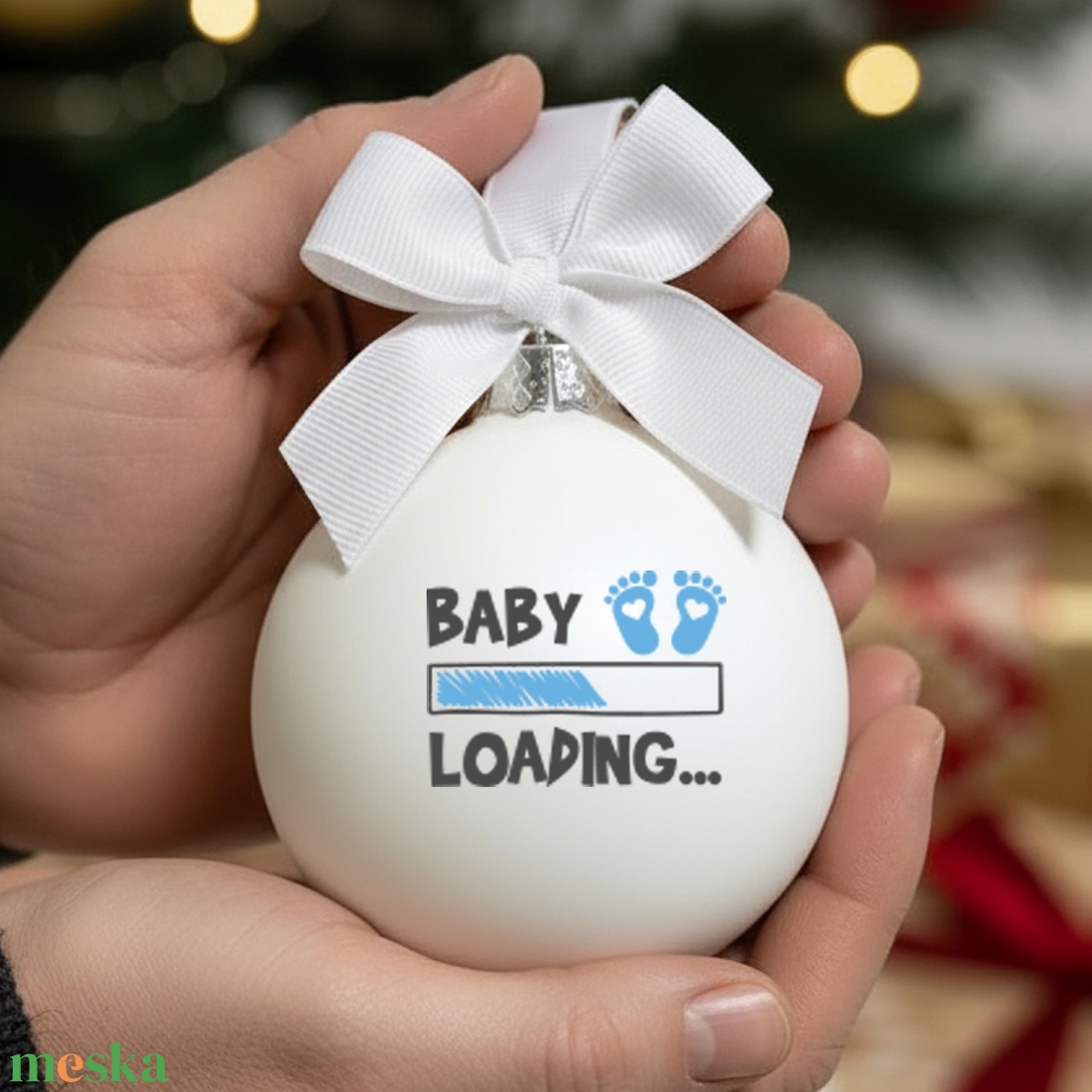 Baby loading karácsonyi gömb - üveg karácsonyfa dísz - Kék - karácsony - karácsonyi lakásdekoráció - karácsonyfadíszek - Meska.hu