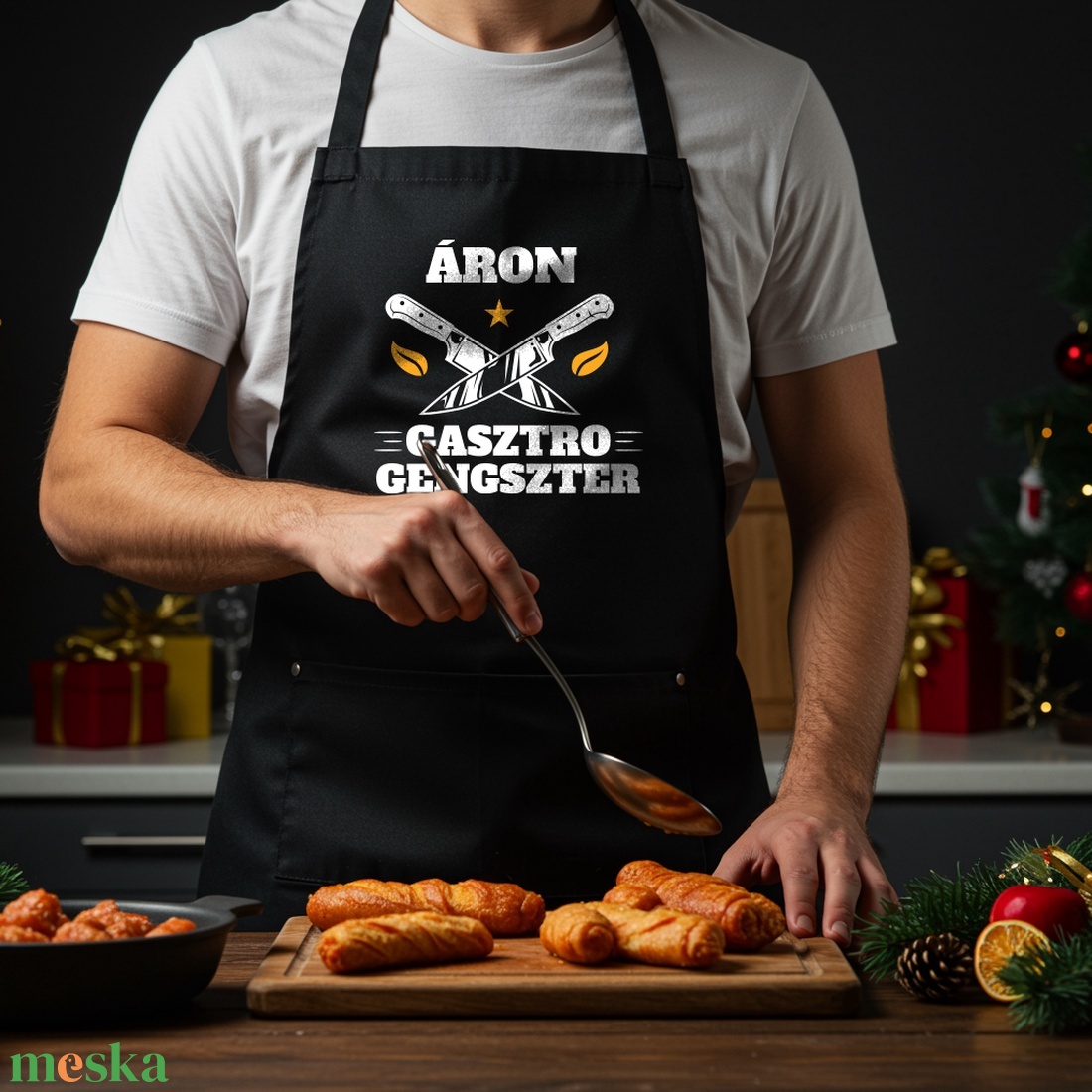 Névre szóló kötény - Gasztro Gengszter - otthon & életmód - konyhafelszerelés, tálalás - konyhai textil - kötény - Meska.hu
