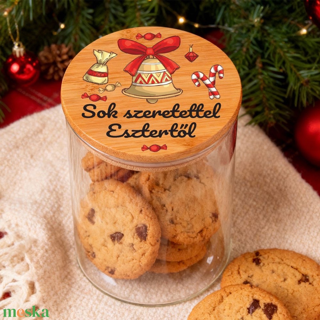 Névre szóló cukorkás üveg - Karácsonyi - otthon & életmód - konyhafelszerelés, tálalás - konyhai dekoráció - konyhai dísz - Meska.hu