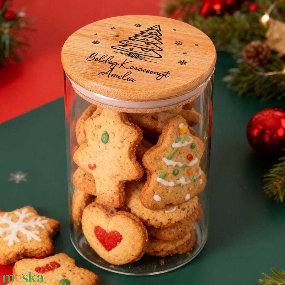 Névre szóló cukorkás üveg - Karácsonyi - otthon & életmód - konyhafelszerelés, tálalás - konyhai dekoráció - konyhai dísz - Meska.hu