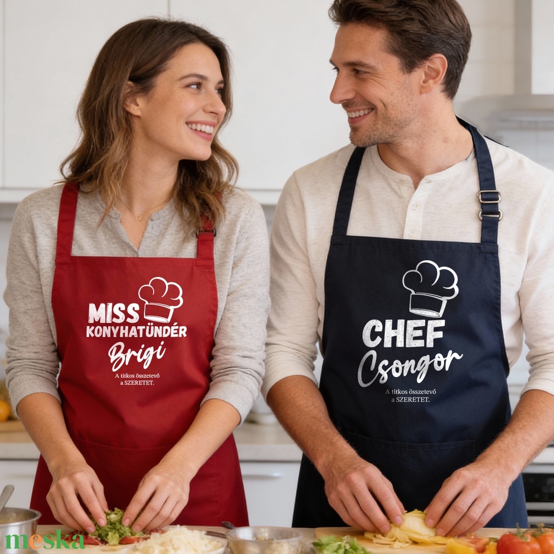 Páros kötény szett 3. - ruha & divat - páros szett - női-férfi páros szett - Meska.hu