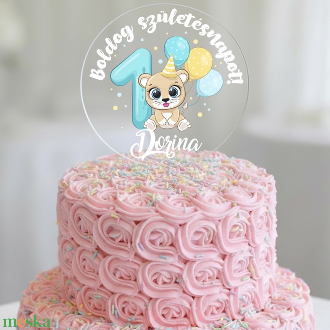 Névre szóló tortadísz - tortabeszúró első szülinapra - otthon & életmód - konyhafelszerelés, tálalás - sütés, főzés - sütidísz - Meska.hu