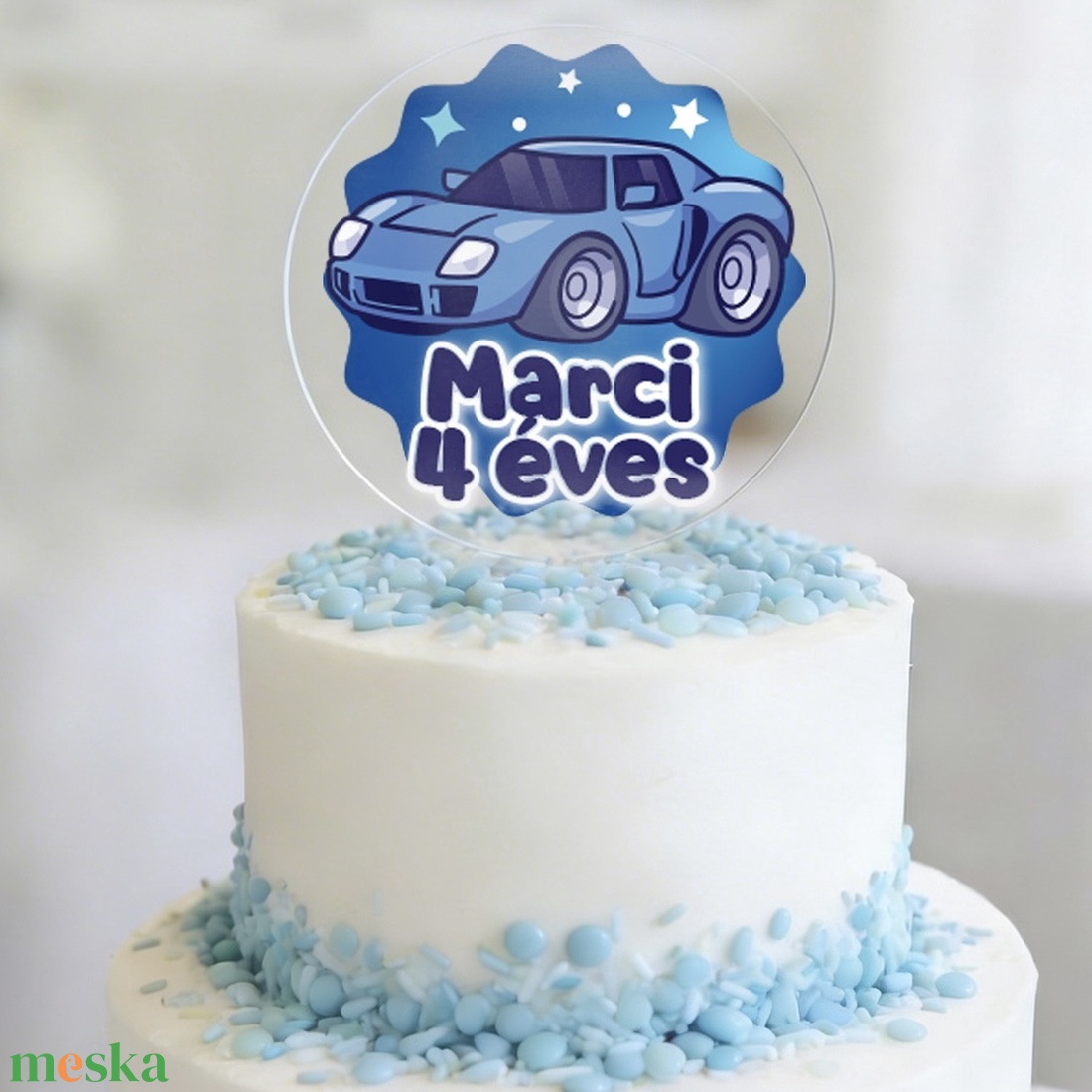 Névre szóló TORTADÍSZ születésnapra - egyedi autós tortabeszúró - otthon & életmód - konyhafelszerelés, tálalás - sütés, főzés - sütidísz - Meska.hu