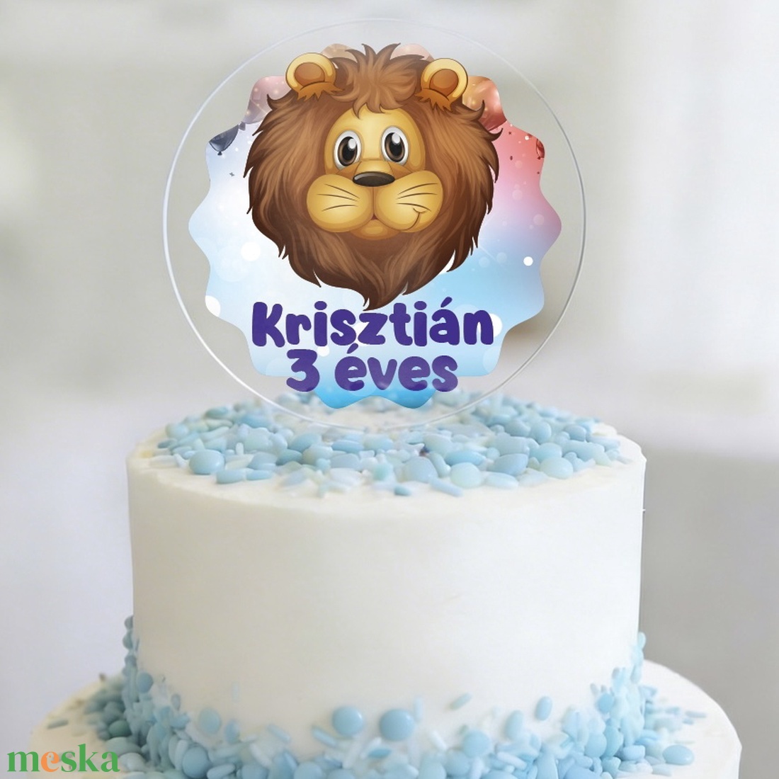 Névre szóló TORTADÍSZ születésnapra - egyedi oroszlános tortabeszúró - otthon & életmód - konyhafelszerelés, tálalás - sütés, főzés - sütidísz - Meska.hu
