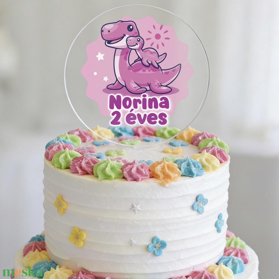 Névre szóló TORTADÍSZ születésnapra - egyedi dínós tortabeszúró - otthon & életmód - konyhafelszerelés, tálalás - sütés, főzés - sütidísz - Meska.hu
