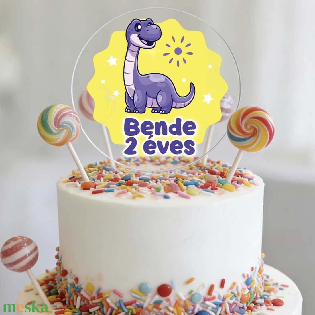 Névre szóló TORTADÍSZ születésnapra - egyedi dínós tortabeszúró - otthon & életmód - konyhafelszerelés, tálalás - sütés, főzés - sütidísz - Meska.hu