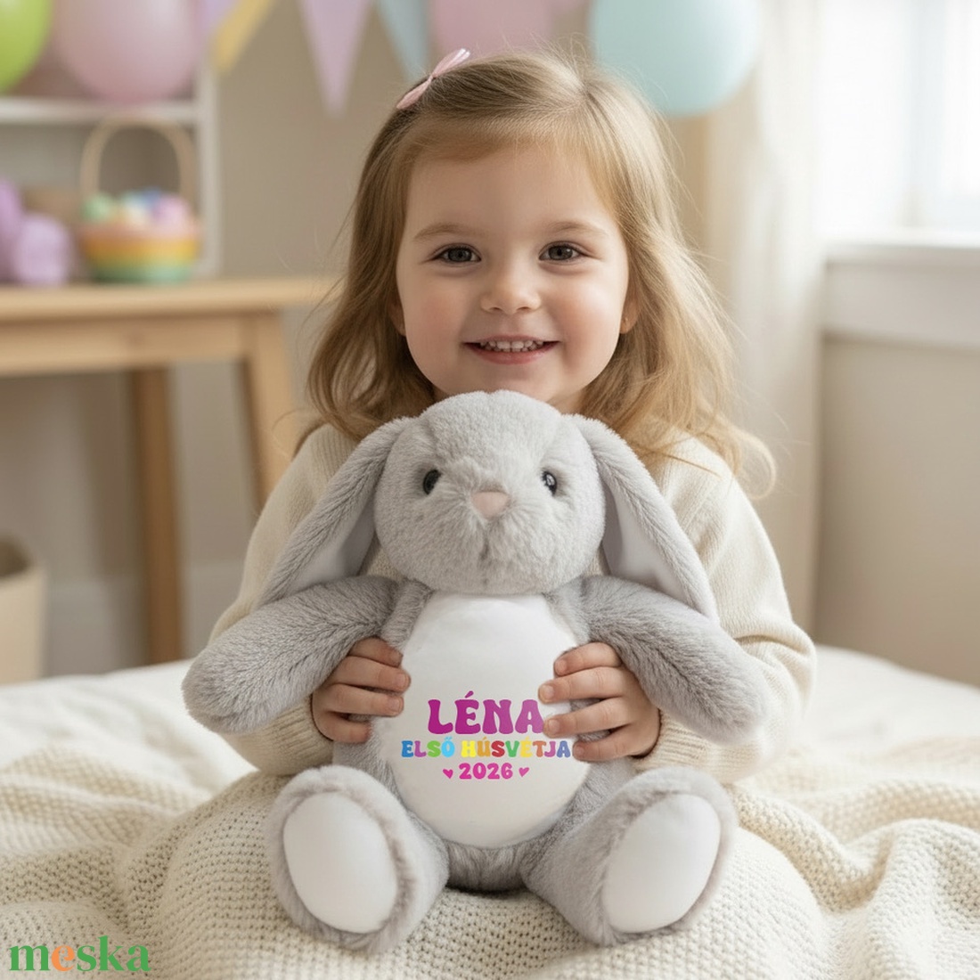 Névre szóló plüss nyuszi - első húsvétra - játék & sport - plüssállat & játékfigura - nyuszi - Meska.hu