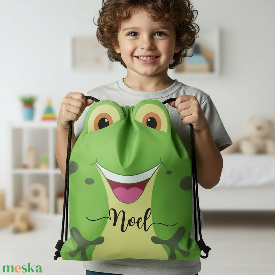 Névre szóló békás hátizsák - gyerekeknek - táska & tok - hátizsák - tornazsák, gymbag - Meska.hu