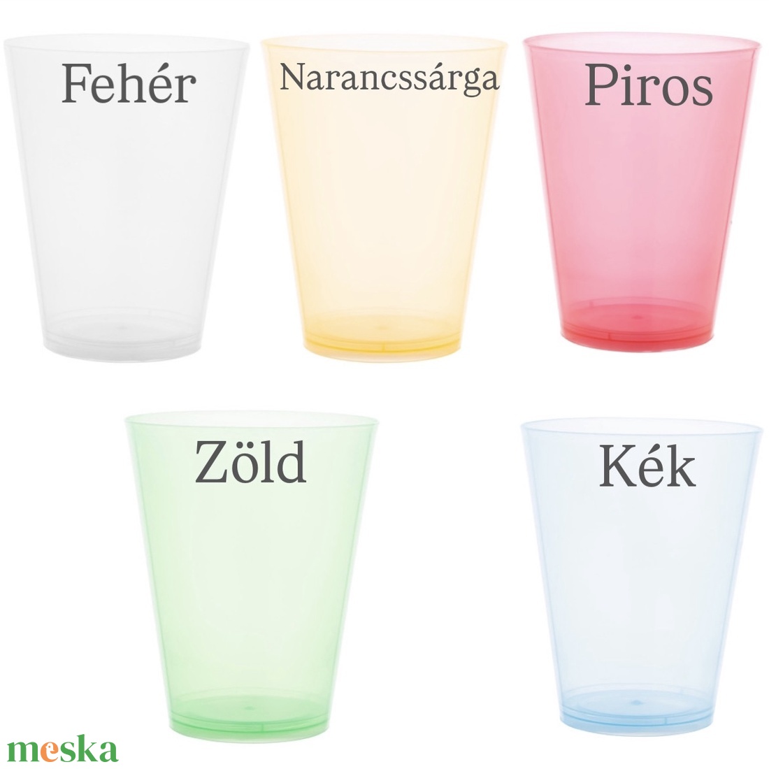 Esküvői rendezvénypohár - színes egyedi felirattal - 50 db - esküvő - dekoráció - tálalás - Meska.hu