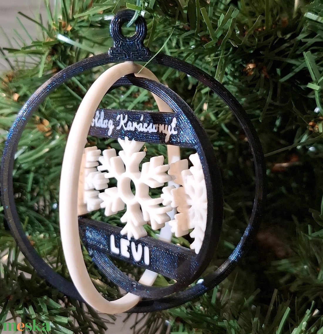 Egyedi, forgatható karácsonyfadísz  személyre szabott felirattal - karácsony - karácsonyi lakásdekoráció - karácsonyfadíszek - Meska.hu