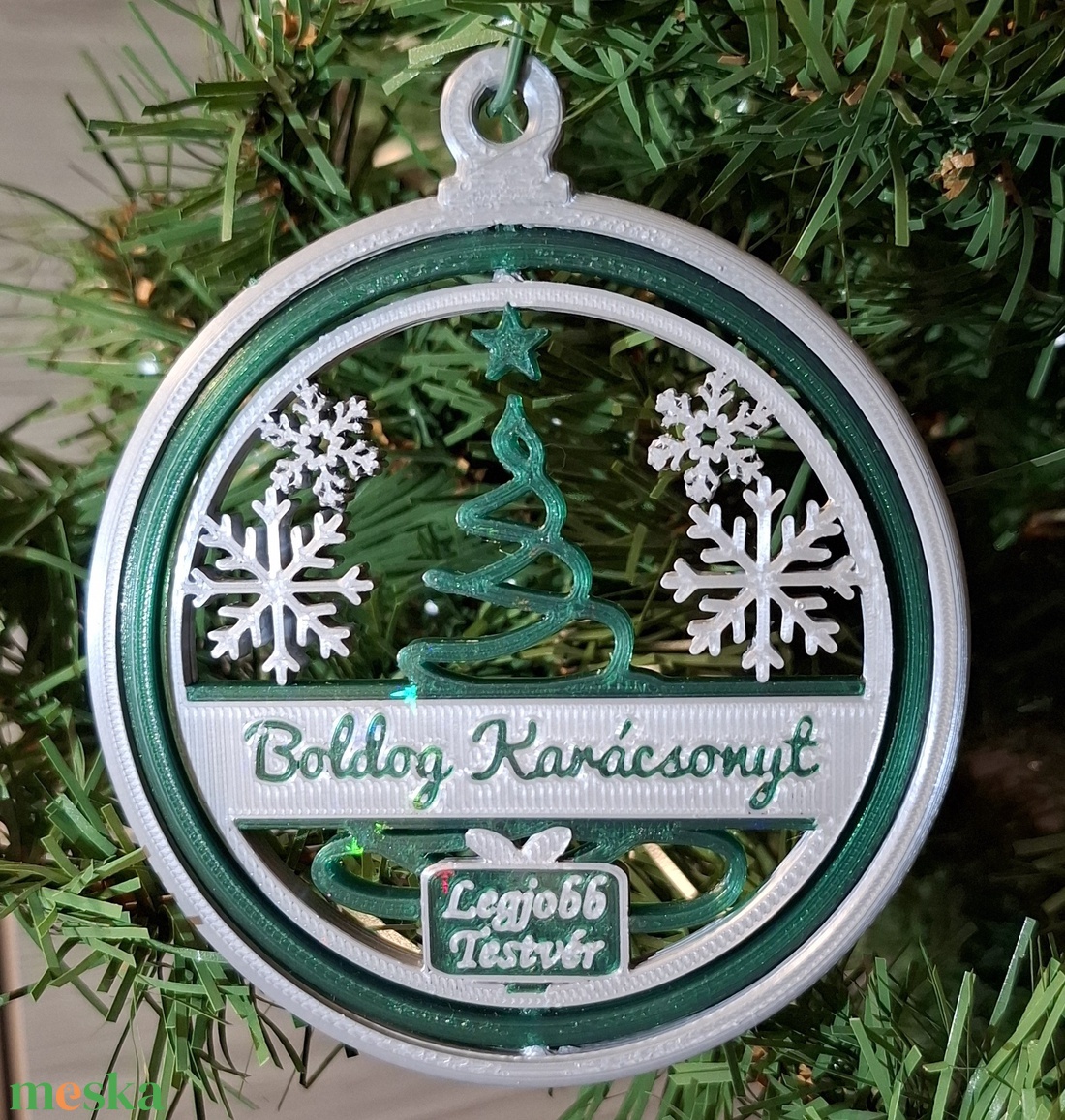 Egyedi, forgatható karácsonyfadísz  személyre szabott felirattal - karácsony - karácsonyi lakásdekoráció - karácsonyfadíszek - Meska.hu