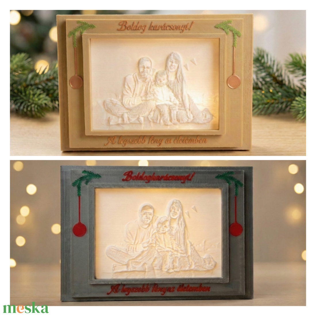 Egyedi világító litofán kép személyre szabható keretben karácsonyra - karácsony - karácsonyi lakásdekoráció - karácsonyi lakásdíszek - Meska.hu