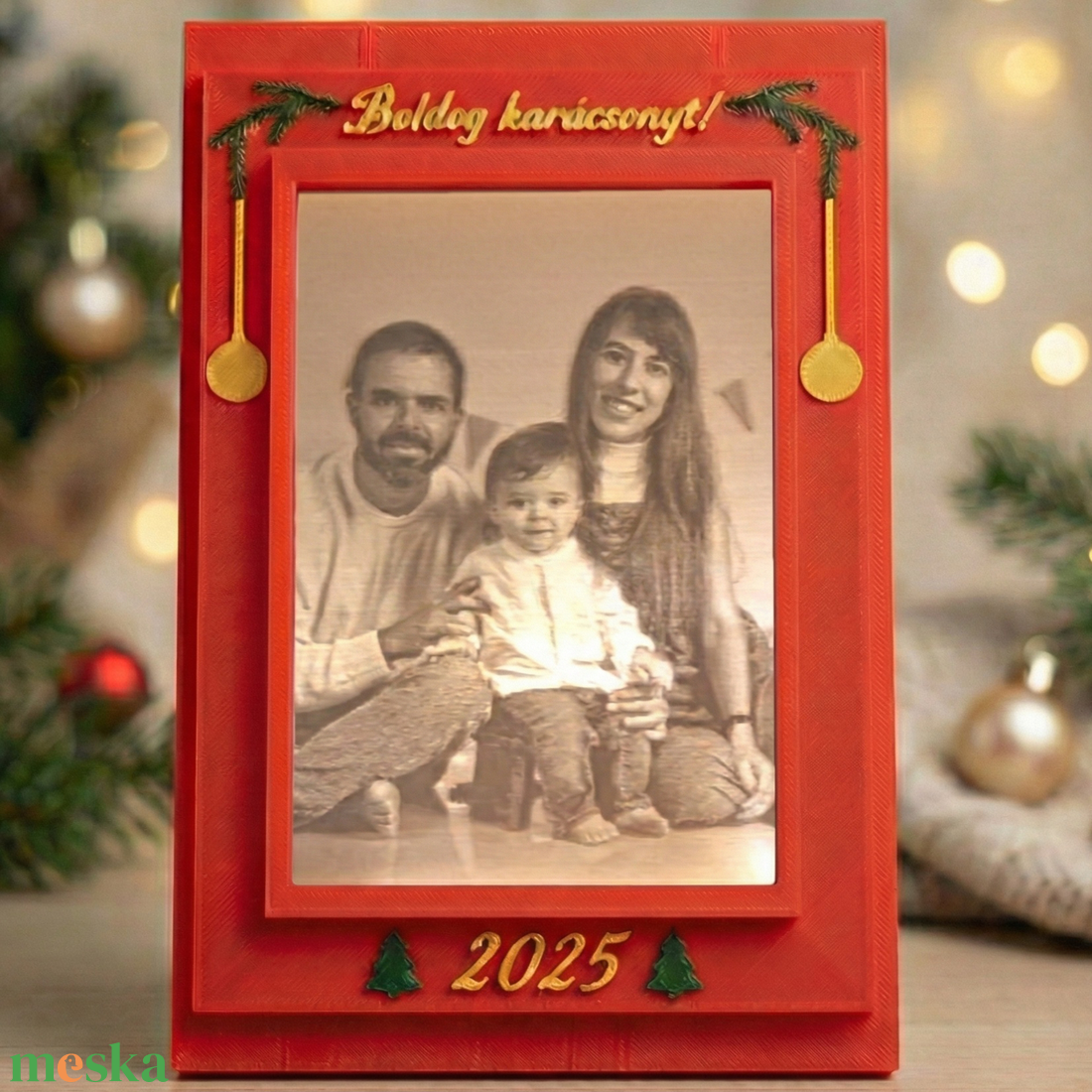 Egyedi világító litofán kép személyre szabható keretben karácsonyra - karácsony - karácsonyi lakásdekoráció - karácsonyi lakásdíszek - Meska.hu