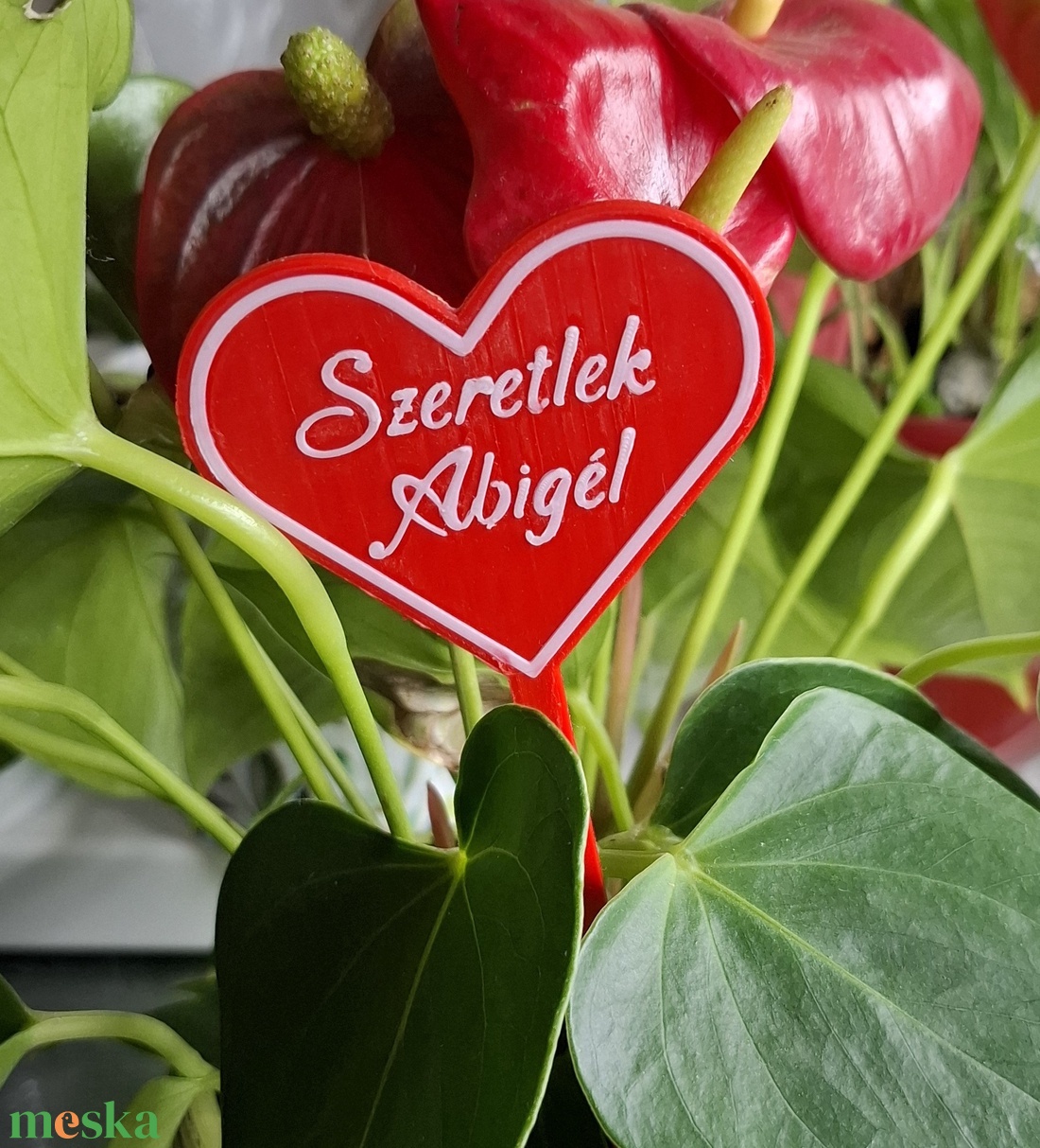 Egyedi feliratos kétoldalas virágdísz tábla - szív alakú - otthon & életmód - dekoráció - virágdekoráció - virágdíszítő kellékek - Meska.hu