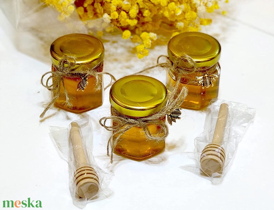 Mézes üveg Köszöntőajándék Organza tasakkal - esküvő - emlék & ajándék - köszönőajándék - Meska.hu