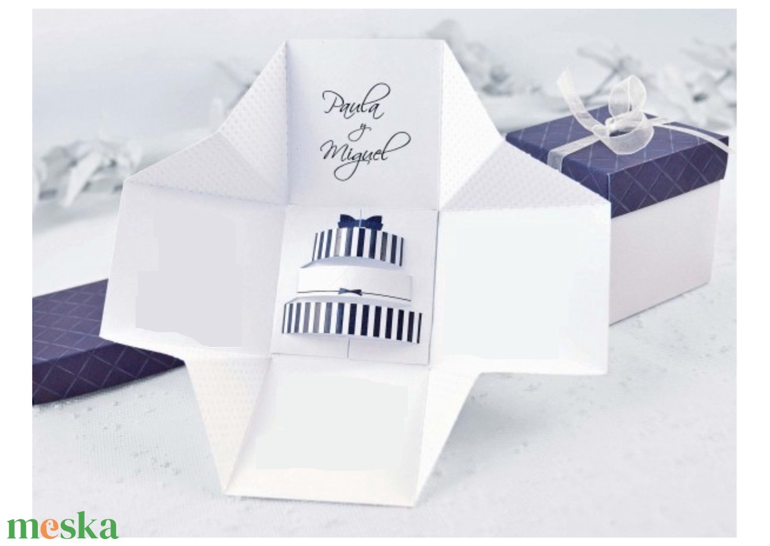 Dobozos, szétnyitható, esküvői meghívó igényes kivitelezéssel  - esküvő - meghívó & kártya - ültetési rend - Meska.hu