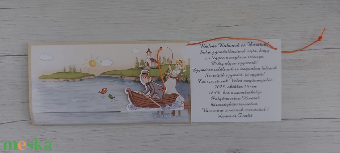 Humoros esküvői meghívó zöld borítékkal  - esküvő - meghívó & kártya - meghívó - Meska.hu