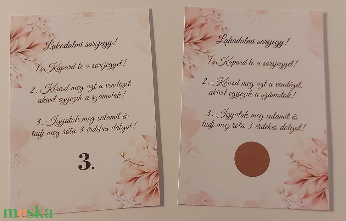 Egyedi mintás esküvői sorsjegy - esküvő - meghívó & kártya - meghívó - Meska.hu