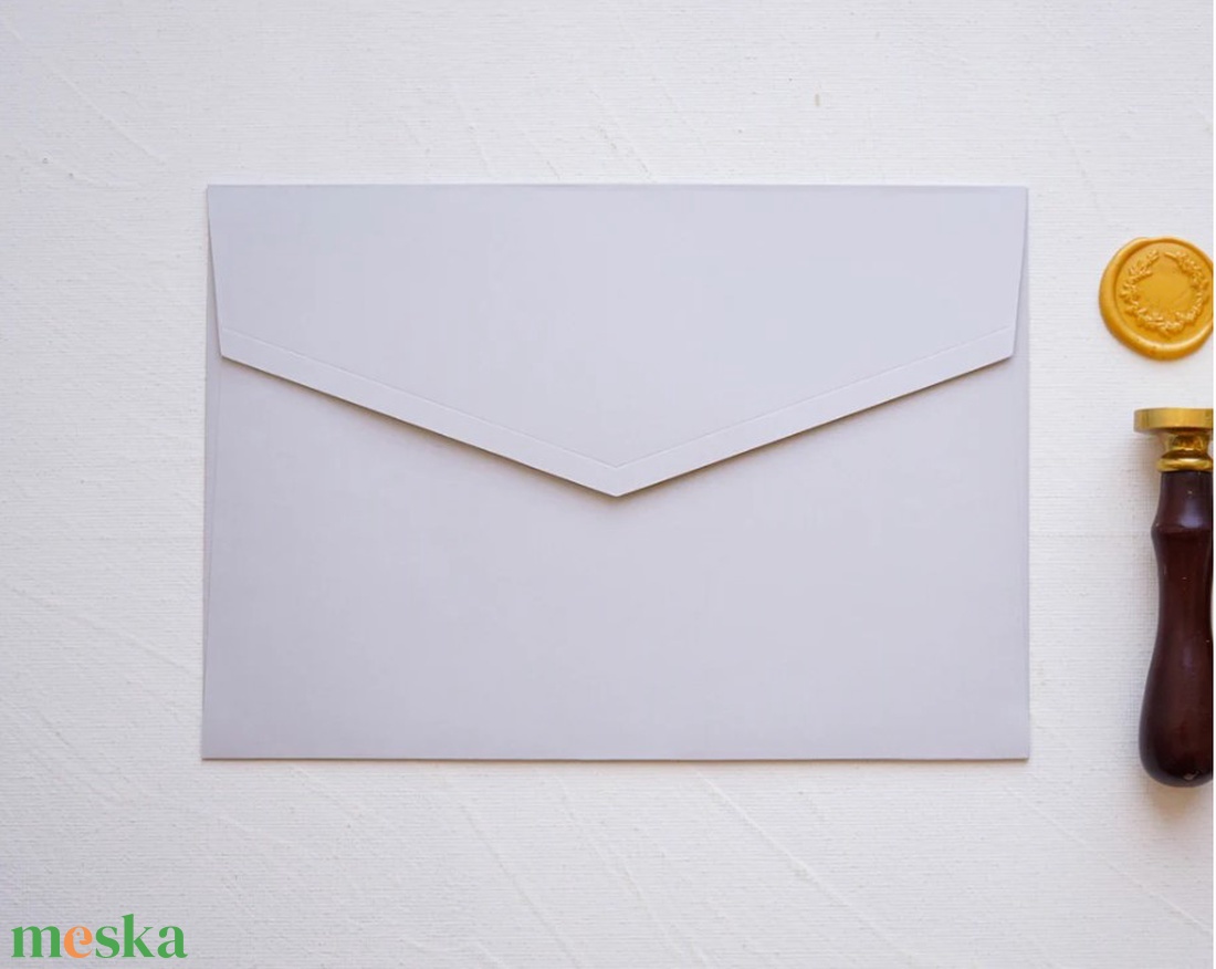 Világos szürke díszboríték - 20 x 14 cm - esküvő - emlék & ajándék - nászajándék - esküvői pénzátadó boríték, kártya - Meska.hu