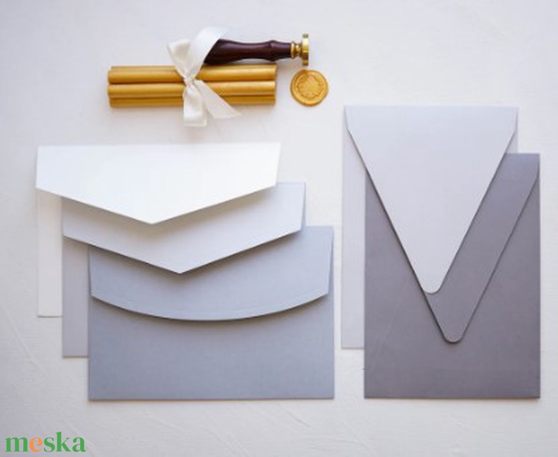 Világos szürke díszboríték - 20 x 14 cm - esküvő - emlék & ajándék - nászajándék - esküvői pénzátadó boríték, kártya - Meska.hu