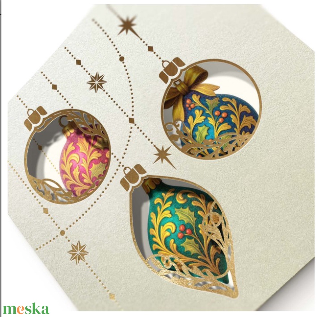 Karácsonyi képeslap melyet lézervágott minta díszít. - karácsony - karácsonyi ajándékozás - karácsonyi képeslap, üdvözlőlap, ajándékkísérő - Meska.hu