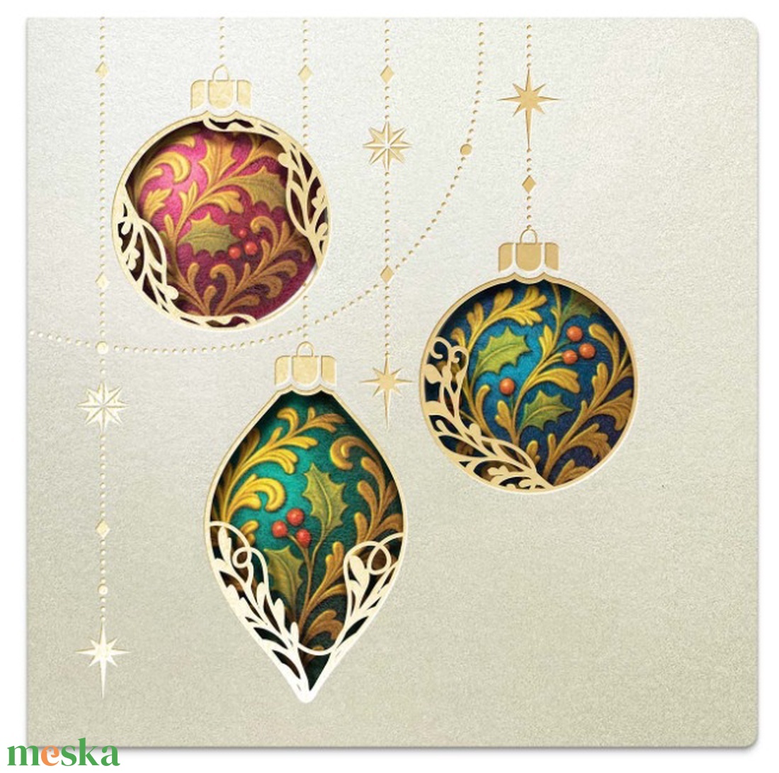 Karácsonyi képeslap melyet lézervágott minta díszít. - karácsony - karácsonyi ajándékozás - karácsonyi képeslap, üdvözlőlap, ajándékkísérő - Meska.hu