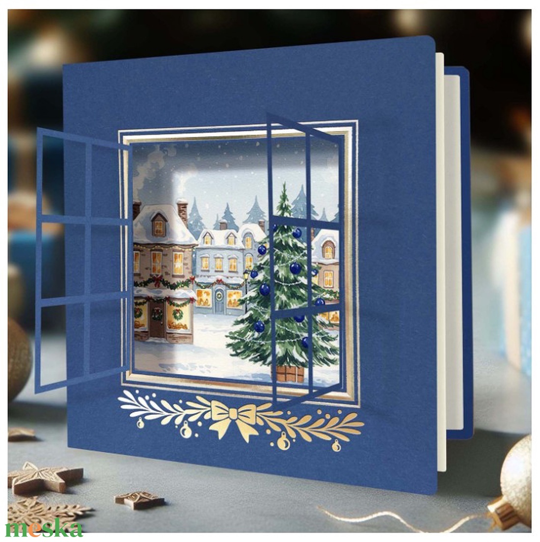 Karácsonyi képeslap egyedi grafikával, kivágással - karácsony - karácsonyi ajándékozás - karácsonyi képeslap, üdvözlőlap, ajándékkísérő - Meska.hu