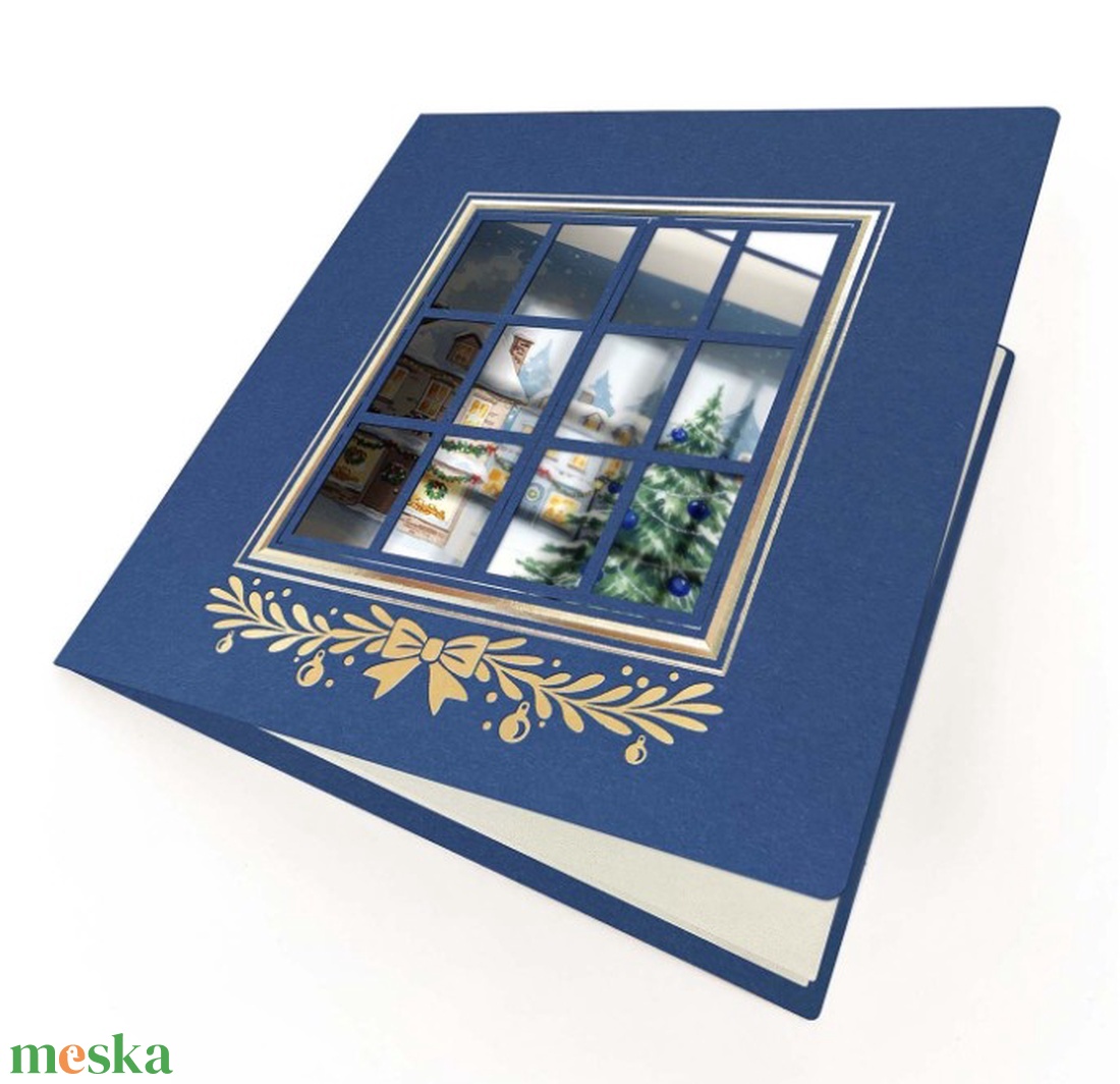 Karácsonyi képeslap egyedi grafikával, kivágással - karácsony - karácsonyi ajándékozás - karácsonyi képeslap, üdvözlőlap, ajándékkísérő - Meska.hu