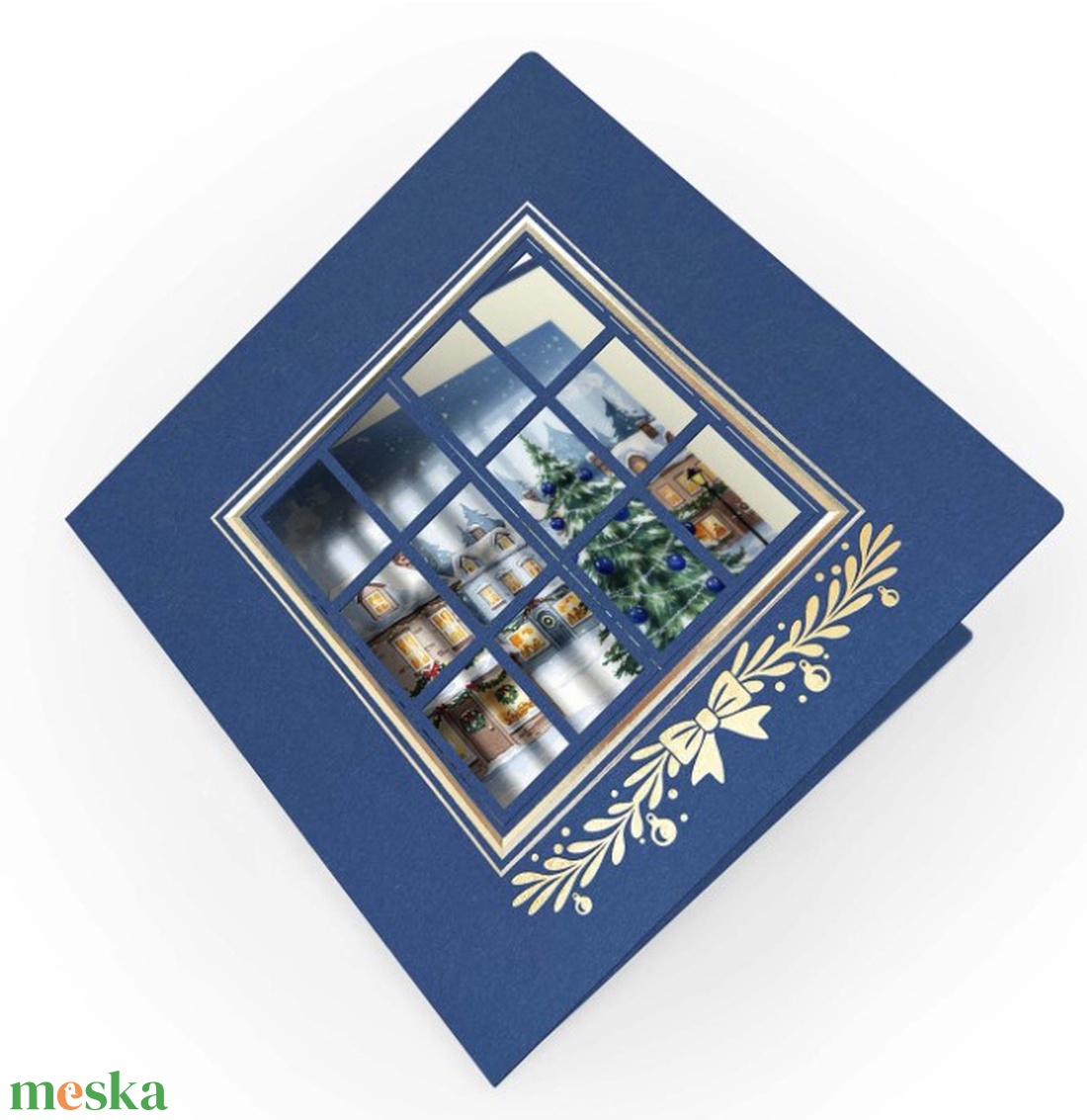 Karácsonyi képeslap egyedi grafikával, kivágással - karácsony - karácsonyi ajándékozás - karácsonyi képeslap, üdvözlőlap, ajándékkísérő - Meska.hu