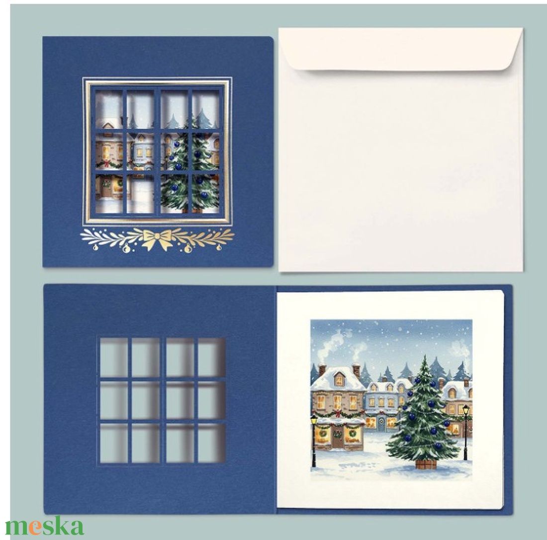 Karácsonyi képeslap egyedi grafikával, kivágással - karácsony - karácsonyi ajándékozás - karácsonyi képeslap, üdvözlőlap, ajándékkísérő - Meska.hu