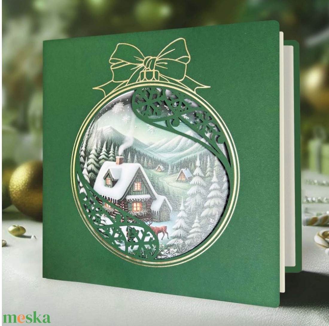 Karácsonyi képeslap egyedi grafikával, kivágással - karácsony - karácsonyi ajándékozás - karácsonyi képeslap, üdvözlőlap, ajándékkísérő - Meska.hu