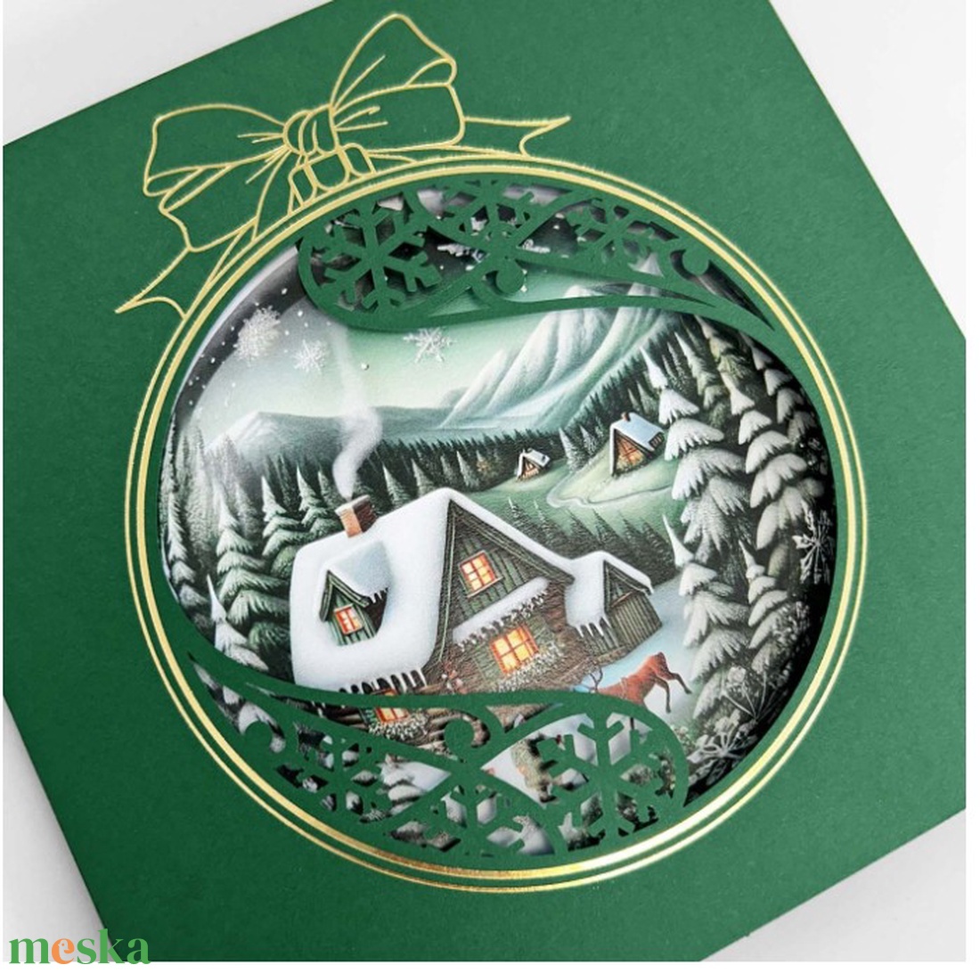 Karácsonyi képeslap egyedi grafikával, kivágással - karácsony - karácsonyi ajándékozás - karácsonyi képeslap, üdvözlőlap, ajándékkísérő - Meska.hu